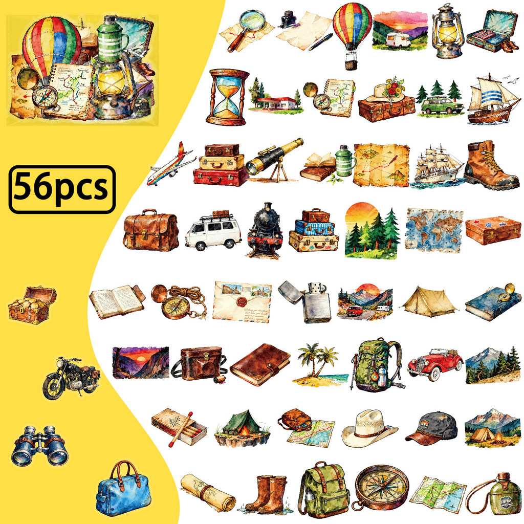 56Pcs Vintage Travel Outdoor P - Outdoor Adventure Stores reseña y precio