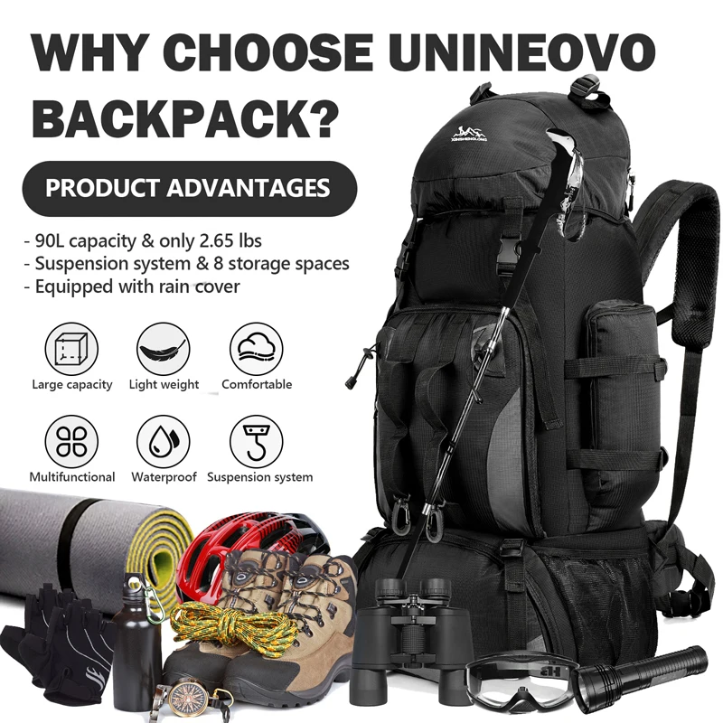 Large 90L Travel Backpack Mili - Outdoor Adventure Kit reseña y precio