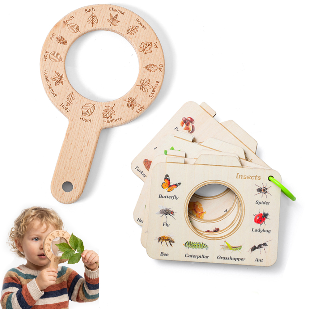 Wooden Magnifying Glass and Ca - Outdoor Adventure Kit For Kids reseña y precio