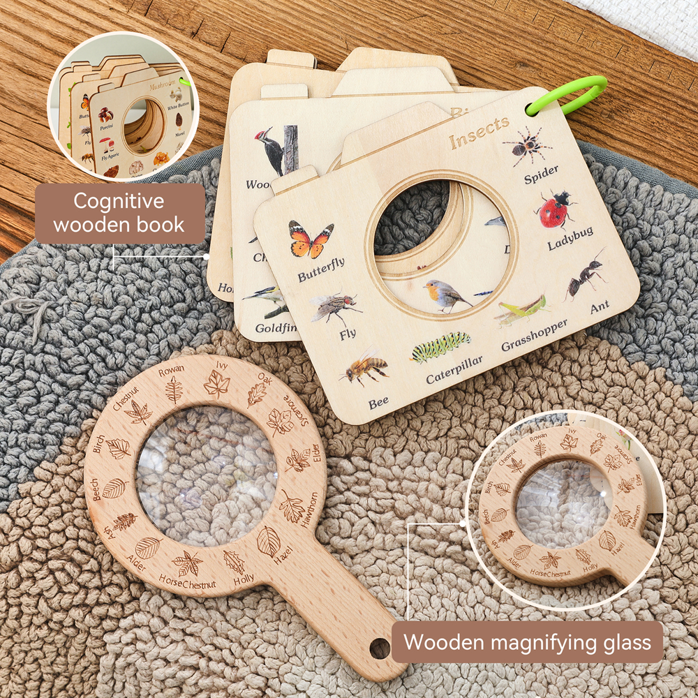 Wooden Magnifying Glass and Ca - Outdoor Adventure Kit For Kids reseña y precio