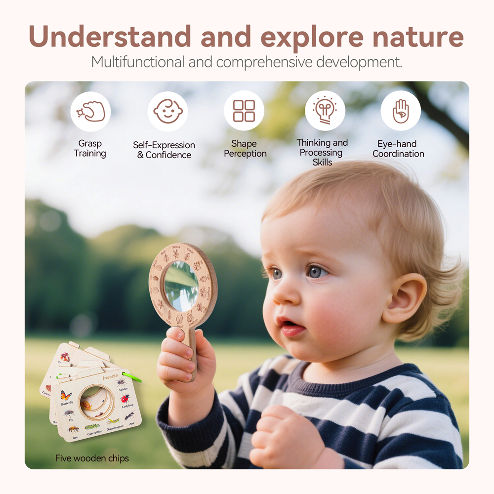 Wooden Magnifying Glass and Ca - Outdoor Adventure Kit For Kids reseña y precio